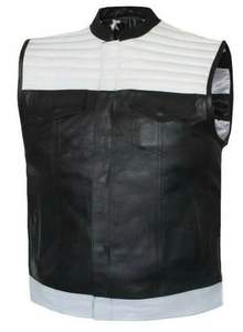 Chaleco de Cuero Estilo Motero con Bandera de EE. UU. para Hombre, Estilo Club, con Espacio Oculto para Portar Objetos - Product Image 1