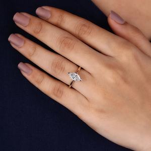 Bague de fiançailles, de mariage ou de promesse solitaire en or 14 carats avec diamant de laboratoire taille marquise hollandaise / hexagonale de 2,5 carats, nouvelle tendance - Product Image 2