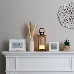 Farol de Madera Rústico con Paneles de Vidrio, Farol Decorativo Estilo Rústico para Decoración del Hogar, Bodas y Eventos - Product Image 3