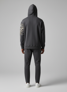Sweat à capuche long doublé pour homme, 100% coton, style streetwear ample français, couleur unie, coupe classique, printemps, 400g - Product Image 3