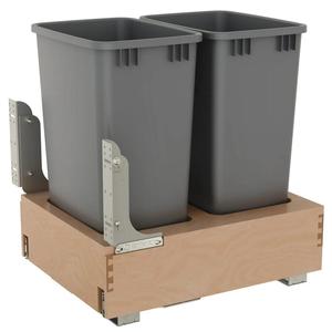 <b>Pull</b> <b>Out</b> Wooden Trash Can Frame for Kitchen Cabinet Storage Organizer Garbage <b>Bin</b> Holder Sliding System for Home Kitchen - Product Image 5