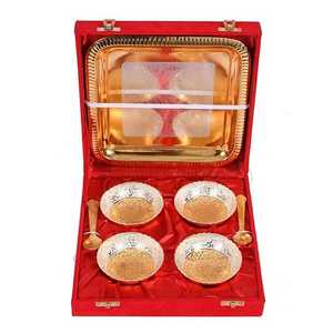 Juego de servir chapado en oro con cuatro tazones, cucharas, bandeja, vajilla de lujo para mesa, regalo de boda, decoración premium para hoteles y restaurantes. - Product Image 6