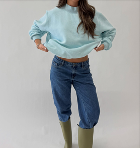 Sweat-shirt en molleton à col montant Y2K pour femme, avec lettres brodées sur le devant, vente en gros - Product Image 3