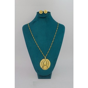 Pendant Gold Plated Brass Alloy Designer With Earring Chain Pendant <b>Set</b> Trendy Traditional Export Designer Jewelry Pendants - Product Image 4