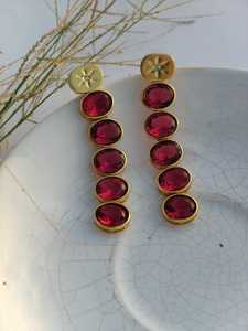 Colorful Gemstone <b>Crystal</b> Cushion Cut <b>Stud</b> <b>Earrings</b> Gold Plated Geometric Statement Jewelry for Women's Party Gift - Product Image 3
