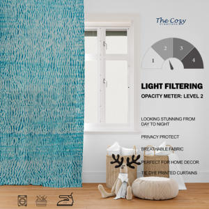 Rideau en coton imprimé tie-dye, panneau de fenêtre bohème fait main pour salon, chambre, hôtel, fabricant en gros, Inde - Product Image 6