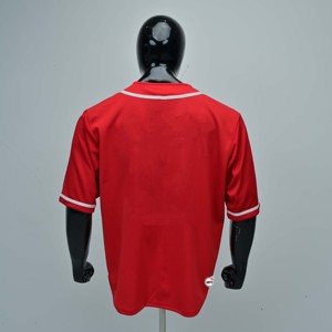 Maillot de baseball personnalisé pour homme, rouge, manches courtes, boutons sur le devant, polyester, respirant, toutes saisons, pour softball - Product Image 2