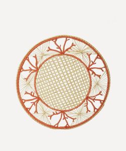 Mantel individual de lujo tejido a mano de palma Iraca, color naranja coral, estilo náutico, sostenible, para mesa de playa o resort, o como plato base para cena. - Product Image 1