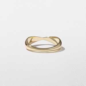 Center Pinched Wedding Band 10K 14k Solid Gold Modern Sculptural Minimalist Everyday Wear Unique Chunky Fine Jewelry Manufacture - Product Image 3