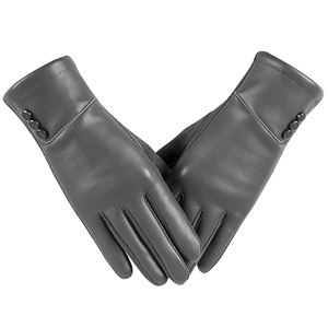 Genuine Leather Fashion <b>Women</b> Leather Gloves With Touch Screen Winter Wrist Length Plain Style <b>Thermal</b> Unlined Casual Wear - Product Image 1