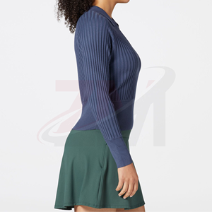 Polo de Mujer de Manga Larga, Tejido de Punto, Color Sólido, Casual, Transpirable, Mezcla de Spandex y Poliéster - Product Image 5