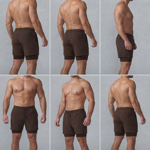 Wholesale Gym Wear Double Layer <b>Compression</b> <b>Shorts</b> <b>Men</b> Polyester High Quality Sports Training <b>Shorts</b> Drawstring Med Waist <b>Short</b> - Product Image 6
