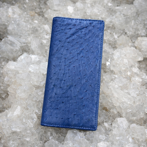 Portefeuille long en cuir d'autruche véritable de luxe de la marque Luxali, portefeuille long pour femme en peau d'autruche, taille 19,5x9,5 cm - Product Image 1