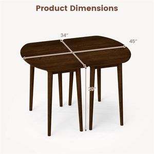 Juego de Mesa de Comedor Extensible de Nogal de 45 Pulgadas, Convertible en 2 Mesas Redondas a Ovaladas para 4-6 Personas - Product Image 3