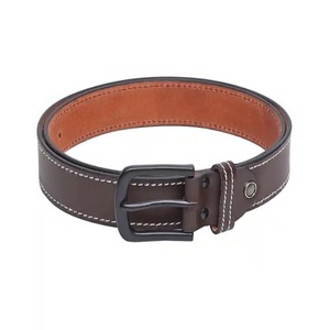 Luxury Double Stitched Men's 100% Genuine Leather Casual <b>Belt</b> for Jeans or <b>Trouser</b> with Black Alloy Pin Buckle Male <b>Belt</b> - Product Image 2
