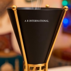 Quemador de incienso portátil vintage de hierro, estilo artístico, para incienso indio, estufa de aromaterapia, marco geométrico negro y dorado - Product Image 6
