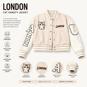 Veste universitaire personnalisée pour femme en mélange de laine, manches en similicuir blanc, broderie de lettres en chenille, style streetwear, veste Letterman - Product Image 5
