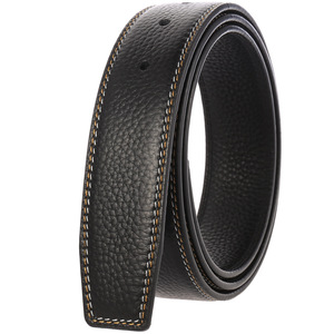 Cinturón de Cuero Vacuno Genuino Negro para Hombre, Reversible de Doble Cara con Costuras en Contraste - Product Image 1