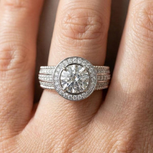 Round Cut Moissanite Diamond Halo Engagement <b>Ring</b> Hip Hop Style Men's Wedding <b>Ring</b> for Gift <b>Iced</b> Out 925 Sterling Silver Jewelry - Product Image 5
