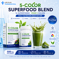 Capsules de mélange de superaliments naturels en 5 couleurs, complément alimentaire pour adolescents, 14 superaliments, 500 mg d'antioxydants, vitamines et minéraux