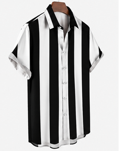 เสื้อเชิ้ตแขนสั้นลำลองผู้ชาย ปกคอปกพิมพ์ลายผ้าป๊อปลิน เสื้อเชิ้ตฤดูร้อน - Product Image 2
