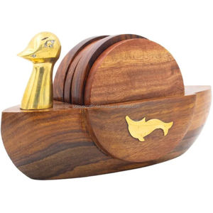 <b>Polished</b> Wooden Coasters Set | Minimalist Natural Finish | Handcrafted Sustainable Drink Mats for Home & Office - Product Image 6