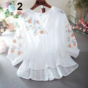 Débardeur Femme Style Bureau Respirant Écologique Séchage Rapide en Rayonne et Coton avec Broderie Boutonnée Tissu Tissé Court - Product Image 2