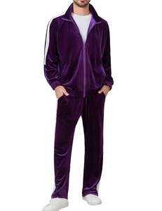 Survêtement en velours pour homme, veste athlétique à fermeture éclair intégrale, pantalon assorti, vêtements de sport d'hiver - Product Image 3