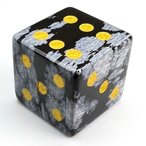 Dés en pierre de haute qualité D6, obsidienne flocon de neige, pierre précieuse, dés en cristal gravés, dés personnalisés avec points, ensembles de dés Vikings - Product Image 3