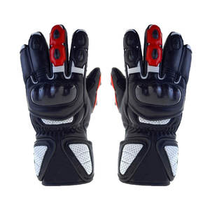 Gants de moto en cuir pour la conduite sportive, à doigts complets, avec absorption des chocs, paume renforcée, protection des articulations, tissu respirant, compatibles écran tactile - Product Image 1