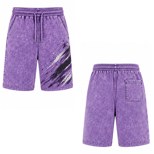 <b>Mens</b> Acid Wash <b>Shorts</b> Soft Cotton <b>Fleece</b> Vintage Faded Casual Summer Streetwear Gym Training Loose Fit Custom Apparel drawstring - Product Image 6