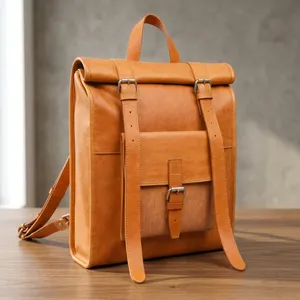 Sac à dos en cuir grande capacité, sangle réglable, durable, unisexe, sac de voyage 20-35L, résistant à l'eau, fermeture à boucle, poids 1,5 kg - Product Image 1