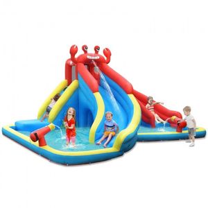 Scivolo d'Acqua Gonfiabile a Forma di Granchio con Doppio Scivolo e Casa Rimbalzante per Bambini (Soffiatore Non Incluso) - Product Image 1