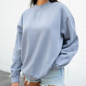 Women's Dusty Blue Oversized Sweatshirt <b>Drop</b> Shoulder Long Sleeve Casual Fleece Pullover Loose Fit Soft Cozy Cotton Blend Autumn - Product Image 1