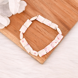 Natural Cinnabar Gemstone <b>Stretch</b> <b>Bracelet</b> Faceted Rectangle Crystal Beads Wholesale Jewelry - Product Image 2