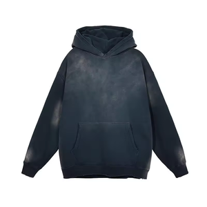 Sudadera con Capucha Personalizada Verde Bosque con Lavado Ácido para Hombre, Oversize, Hombros Caídos, Bolsillo Canguro, Estilo Vintage Desgastado, Streetwear - Product Image 3