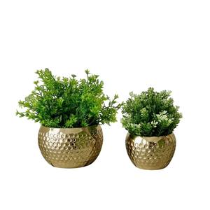 Maceta de hierro martillado con acabado antiguo chapada en oro de alta calidad, tamaño grande, para decoración de suelo en el hogar y jardín. - Product Image 4