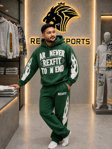 Unisex Streetwear Zipper <b>Hooded</b> <b>Fleece</b> Tracksuit Regular Fit 100% Cotton Hoodie Sweatpants Set Casual Two Piece Eco-Friendly - Product Image 5
