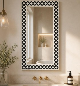 Espejo de Pared de Alta Calidad con Marco Moderno Rectangular, Espejo de Pared con Marco Geométrico Blanco y Negro, Espejo Decorativo Hecho a Mano para el Hogar - Product Image 6
