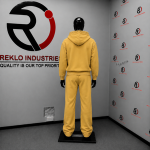 Conjunto de chándal con tachuelas doradas para hombre, sudadera con capucha y pantalones con cremallera completa, ropa casual de calle, traje de jogging, ropa deportiva personalizada al por mayor, estilo algodón - Product Image 4