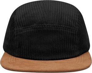 Gorra Snapback de Cinco Paneles de Pana, Unisex, Color Sólido, Ajustable, Negra, con Visera Plana, Casual, para Adultos - Product Image 6