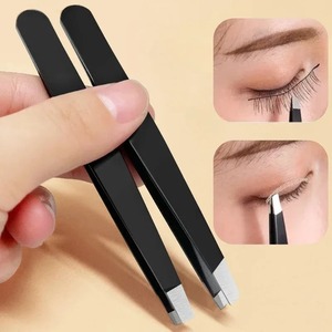 Stainless Steel Black Eyebrow Tweezer with Slant and Flat <b>Point</b> Beauty <b>Tools</b> for Eyelash Tweezer & Ingrown Hair <b>Removal</b> Tweezer - Product Image 4