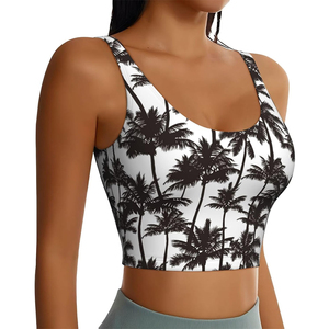 Soutien-gorge de sport pour femme adulte, respirant, à maintien élevé, avec imprimé simple sur le devant et motif palmier, idéal pour la gym, le yoga et l'entraînement. - Product Image 4