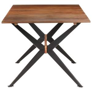 Mesa de Comedor de Madera Natural con Detalles Negros - Product Image 3