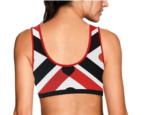Women's Geometric Print <b>Racerback</b> Sports <b>Bra</b> Medium Support Breathable Tennis Activewear Top Contrast Binding Scoop Neck - Product Image 6