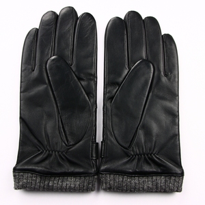 Gants de conduite en cuir de mouton noir pour homme, équipement d'extérieur tendance pour le quotidien, les fêtes et les voyages, avec doublure en laine - Product Image 2