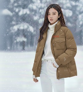 Women's Peach Quilted Jacket <b>Stand</b> Collar Full Sleeve Polyester Wadding Windproof Winter Coat Logo Front - Product Image 6