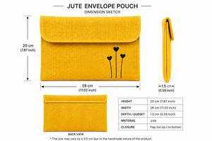 กระเป๋าใส่แล็ปท็อปผ้าปอกระเจาสีเหลืองพร้อมฝาปิดลายหัวใจ เคสป้องกันที่ทนทาน สไตล์เรียบง่าย - Product Image 2