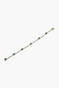 Pulseras de tenis con diamantes de oro macizo de 14K y 18K, esmeralda verde ovalada, corte redondo, cultivadas en laboratorio, 6.5 pulgadas, para uso diario, joyería de lujo minimalista - Product Image 3