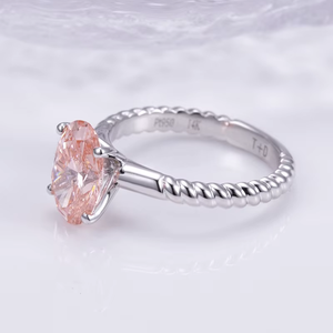 Women's 925 Silver Oval Cut Morganite Engagement Ring Prong Setting Romantic Style - Product Image 3